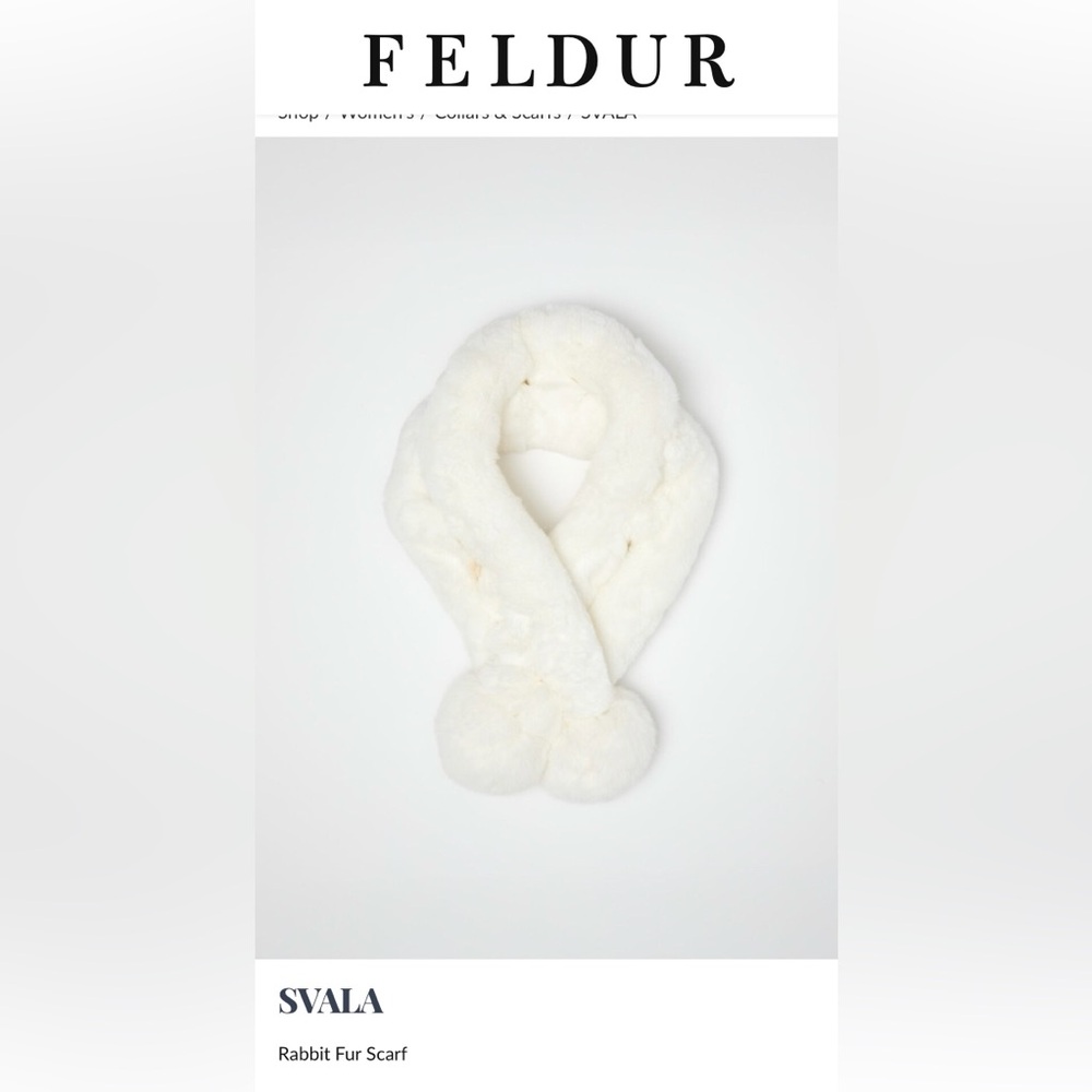 FELDUR ICELAND White Rabbit Fur Scarf